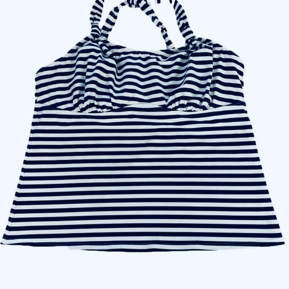 Lands’ End Tankini Top, 16DDD, Navy & White Stripes - Picture 1 of 4